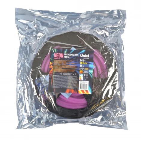Светодиодная гибкая герметичная лента Neon 15 м. Neon ULS-N11-2835-120LED/m-8mm-IP67-DC24V-10W/m-15M-PINK катушка в герметичной упаковке