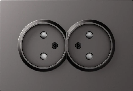 Накладка для розетки 2-й без заземления, со шторками 16A 250 В~, матовый титан Donel A07 DE22645