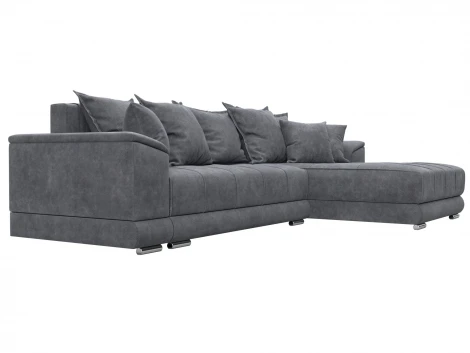 Диван угловой НордСтар правый угол (ДСП,Брус/Пластик/Велюр/Темно-серый) Лига Диванов 127935
