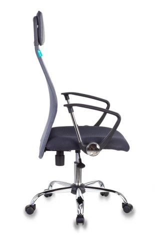 Кресло руководителя Бюрократ KB-6N темно-серый TW-04 TW-12 сетка/ткань с подголов. крестовина металл хром