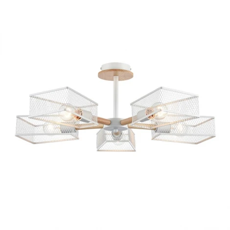 Потолочная люстра на штанге Lumion Irma 8246/5C белый, металл/дерево Е27 5*60W 220V