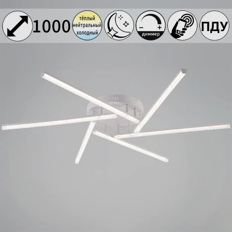 Потолочная люстра на штанге светодиодная с пультом  и ночным режимом Reluce 06538-0.3-06 WH (Умный дом) (220V)