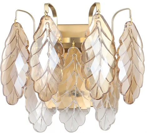 Бра Crystal Lux TREVI AP2 BRASS (220V, хрусталь, листья)