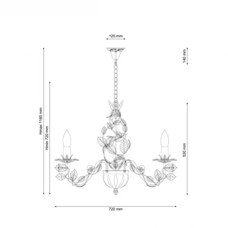 Подвесная люстра Fiori di rose 185.8 Lucia Tucci (220V, на цепи, подсвечник, свеча, цветы, ветки, розы)