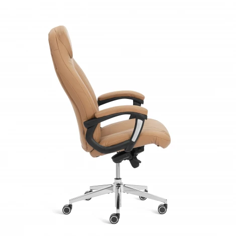 Кресло Босс Люкс/Boss Lux (26) хром экокожа LUX Classic 18-13, св.-коричневый Tetchair 25702