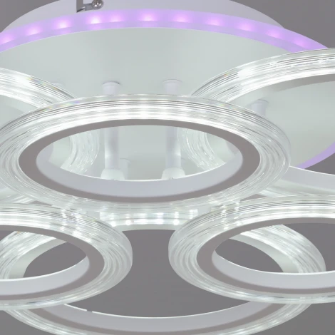 Потолочная люстра светодиодная на штанге с пультом Reluce 09812-3.3-3+3A WH (RGB) (220V, кольцо)