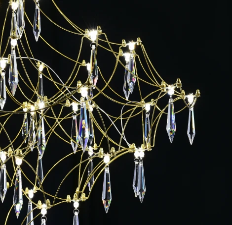 Подвесная люстра светодиодная с пультом и хрустальными подвесками Asfour MyFar Allegria MR2643-66P-76AP