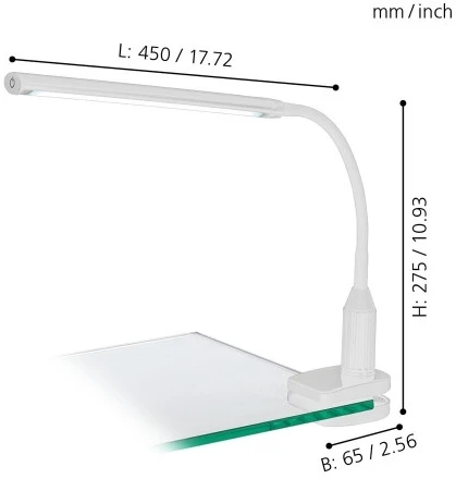 Офисная настольная лампа на прищепке Eglo Laroa 96434 (LED, 220V)