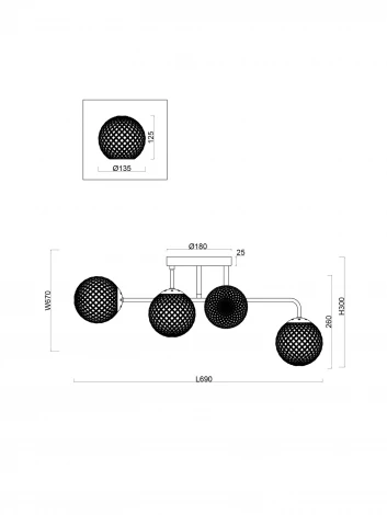 Потолочная люстра на штанге Freya Navel FR8016PL-06BBS