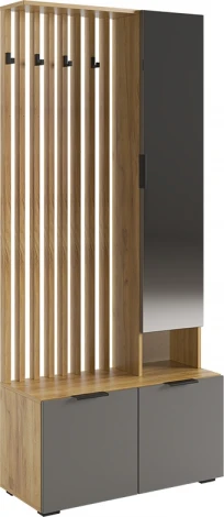 Прихожая "Бери К1" (2000х350х2226), цвет дуб крафт золотой/графит Mebelson (арт.ПК01Бери.2564)