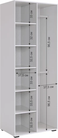 Ева Шкаф двухдверный 104.01 Mebelson (ЛДСП,МДФ,ПВХ,Пластик/Светлое дерево,Белый) арт.UL.104-M.104.01.3101