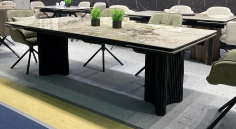 Стол АДАЖИО 240 (320) см цвет ПАНДОРА (PANDORA), керамика / Черный каркас M-City 64409