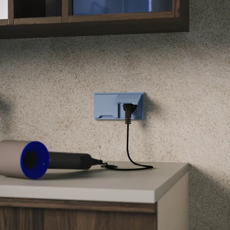 Накладка для розетки с заземлением защитными шторками и крышкой (деним) Voltum S70 VLS000815