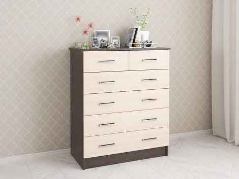 Комод ТЭКС большой Катрин 5, венге/дуб молочный