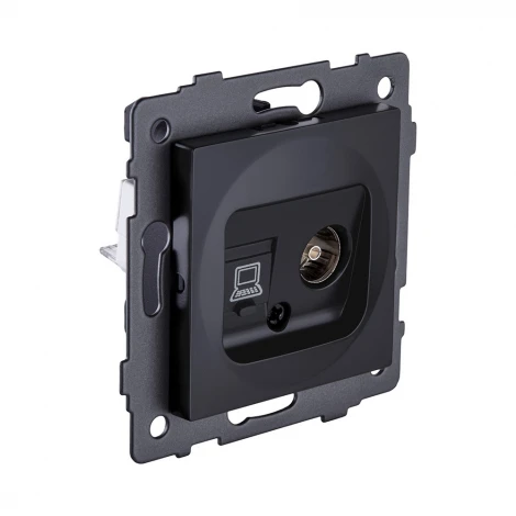 Розетка двойная TV (мама) + RJ45  черный матовый Kollinger REA-021BM для Aspekt, Eleganz, Reflex