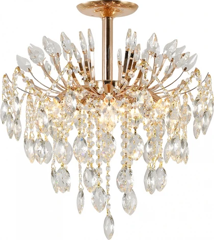 Потолочная люстра на штанге Escada Dimosari 2104/5P Gold 5x40Вт E14, металл/хрусталь, золото/прозрачный (220V)