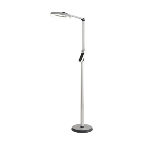 Торшер светодиодный с сенсорным выключателем Lumion Genri 8333/15FL серебро, металл/пластик LED 15W 3000/4000/6000K CCT/диммер/LCD 220V (регулировка яркости)