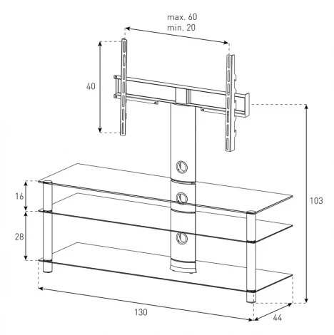 Тумба под телевизор Sonorous NEO 1303 B HBLK