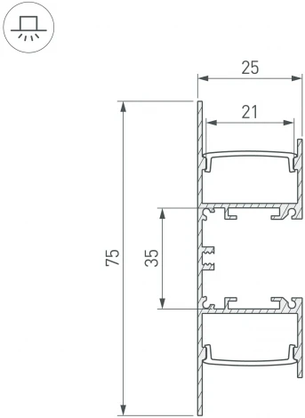 Профиль WALL-2575-DUAL-2000 ANOD BLACK (Arlight, Алюминий) 052332