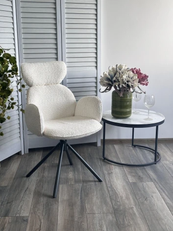 Стул ВАРДИ (VARDY) 360 град.поворот. Белый букле XD841-01 / Серый, ®DISAUR M-City 64283