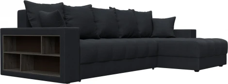 Диван угловой с декором и полкой Лига-050 НПБ Лига Диванов (Замша) арт.128612