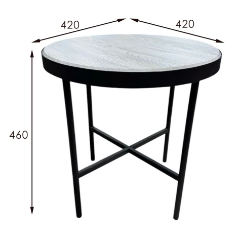 Стол журнальный МеталлАрт М011 МАЛЫЙ бежевый дуб/черный Mebelik 009490