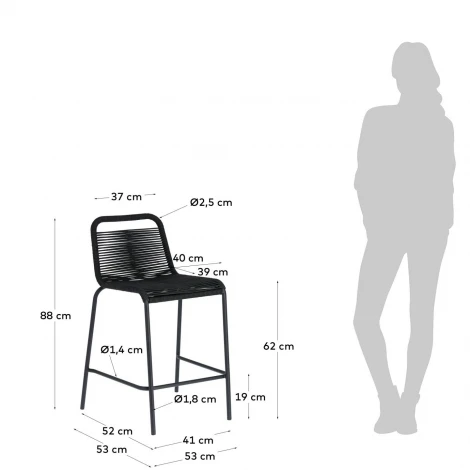 Полубарный стул Glenville 62 см черный La Forma (ex Julia Grup) арт.081778