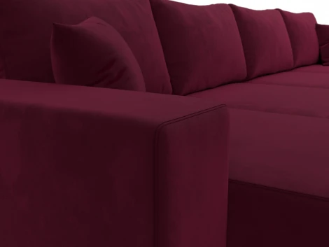Диван П-образный Льюес (Бордовый/Микровельвет) Лига Диванов арт.122421