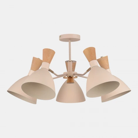 Потолочная люстра на штанге Evoluce SLE1256 Бежевый/Бежевый, Светлое дерево, Золотистый E14 5*40W (220V)
