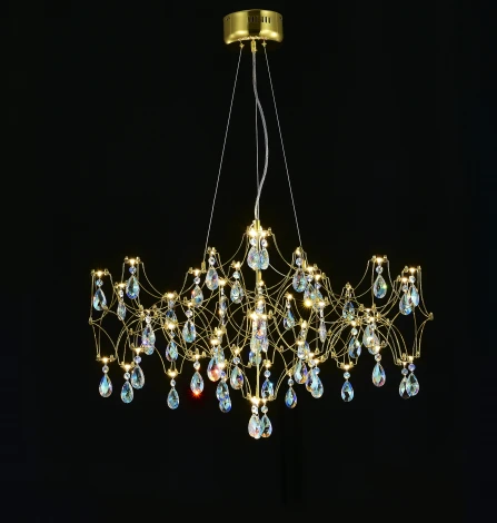 Подвесная люстра светодиодная с пультом и хрустальными подвесками K9 MyFar Ileria MR2653-57P-50СD