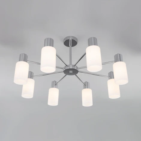 Потолочная люстра Wi-Fi на штанге Eurosvet Vegga 70160/8 хром (220V, управление смартфоном, голосовое управление, умный дом - Minimir Home, Алиса, Маруся, Салют)