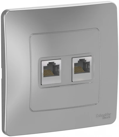 Розетка встраиваемая двойная Ethernet RJ-45 (алюминий) Systeme Electric Blanca BLNIS045453