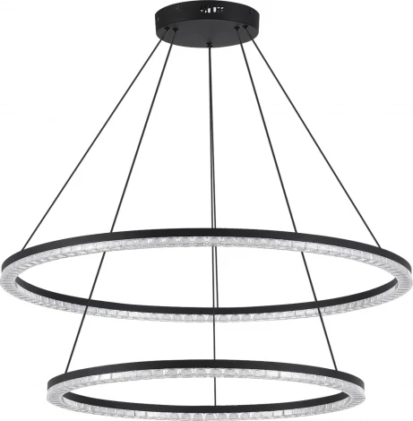 Подвесной светильник ярусный ST Luce SL1018 SL1018.403.02 черный/прозрачный LED 2*96W 4000K кольцо (220V, на тросе, кольцо)