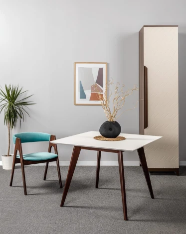 Стол R-Home Лунд 860*860 Белый Темный орех