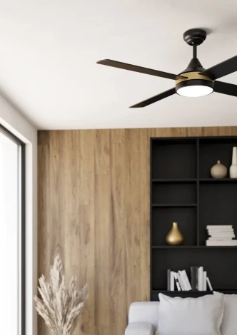 Потолочная люстра с вентилятором Eglo Trinidad 35118 сталь, акрил, черный, латунный, молочный