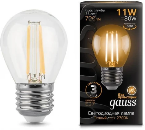 Лампочка светодиодная филаментная Gauss Filament Globe 105802111