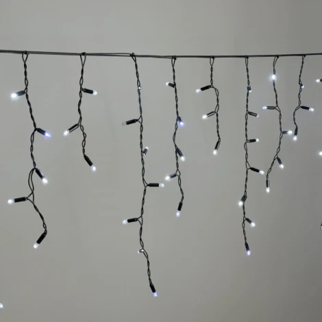 Гирлянда Бахрома 3,1 x 0,5 м белая с мерцанием белого диода 220В, 120 LED, провод черный каучук 2,3мм, IP65 Laitcom ECO120BLW-1-2W