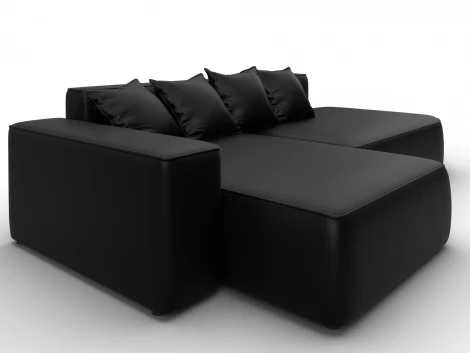 Диван угловой Лига-065 угол левый (ДСП/Пластик/Экокожа/Черный) Лига Диванов 129804L