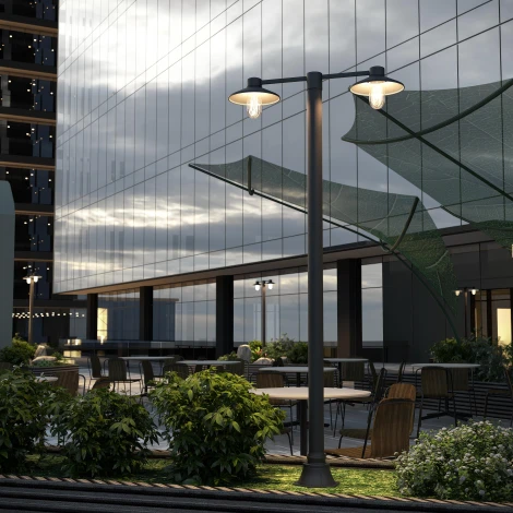 Наземный светильник ST Luce Basko SL9542.705.02 темно-серый/прозрачный E27 2*60W (220V, IP54)