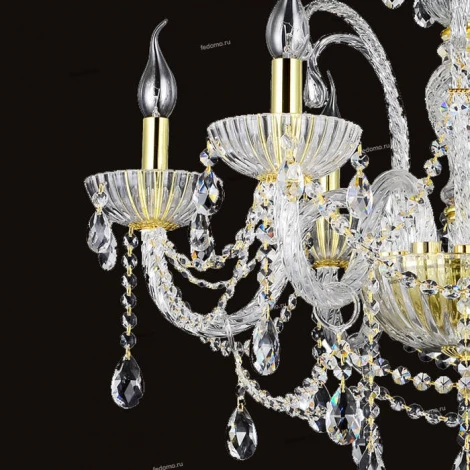 Подвесная люстра Omnilux Bonaita OML-70103-06 (220V, хрусталь, подвески, на цепи, подсвечник, свеча)