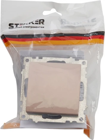 Переключатель одноклавишный (шампань) Stekker Катрин 39590