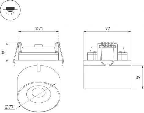 Встраиваемый точечный светильник SP-PLURIO-BUILT-R77-9W Warm3000 (BK-CHR, 36 deg, 230V) (Arlight, IP20 Металл) 037999 (LED)