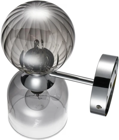 Бра Lumion Tauna 8114/2W хром/дымчатый, металл/стекло G9 30W + E14 40W 220V
