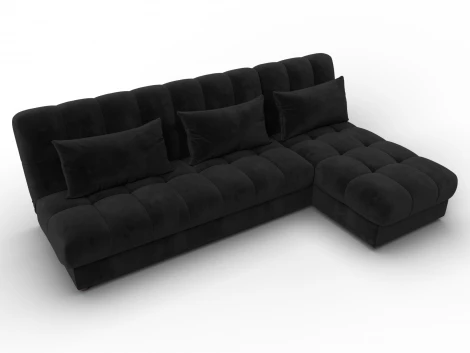 Диван угловой Лига-116 НПБ угол правый (ДСП,ЛДСП,Велюр/Черный) Лига Диванов 136956
