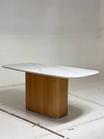 Стол M-City TAMPA 180 цвет БЕЛЫЙ МРАМОР M326, керамика / Каркас OAK