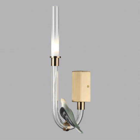 Бра Odeon Light Lark 5431/2WL золотой(под латунь)/белый градиент/беж./зеленый/ металл/стекло/керамика LED 2W 4000K (220V, птички)