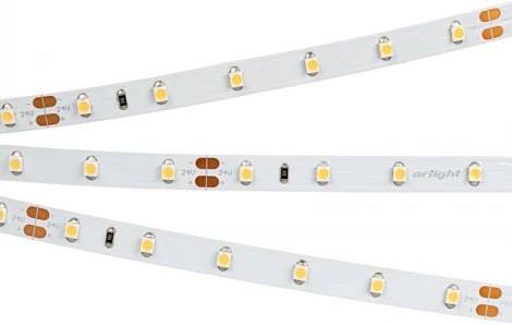 Светодиодная лента RT-A60-8mm 24V Warm3000 CRI98 (4.8 W/m, IP20, 2835, 5m) (Arlight, Открытый) 027935(2)