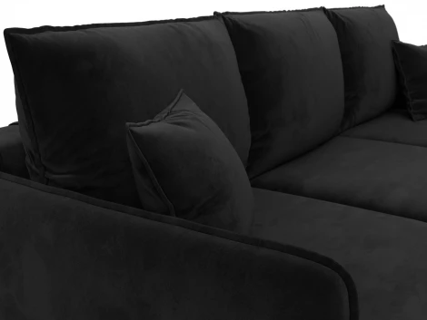 Диван угловой Лига-064 НПБ угол универсальный (ДСП/Дерево/Велюр/Черный) Лига Диванов 134774