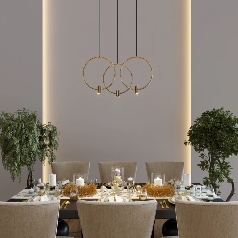 Подвесной светильник светодиодный Eurosvet Layla 50257/3 LED черный/ латунь (220V, на проводе)