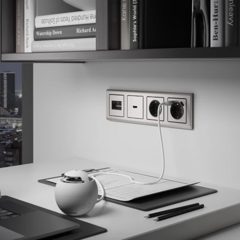 Накладка для розетки HDMI (глянцевый никель) Werkel WL02-HDMI-CP (a040418)